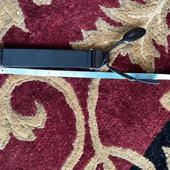 Suspenders 100% Silk Black Made in England Patent Leather with Gold Hardware - Picture 13 of 14